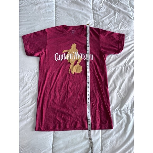 Captain Morgan Red Rum T Shirt Size Small Unisex Red Soft Light Weight Tagless - Picture 2 of 7